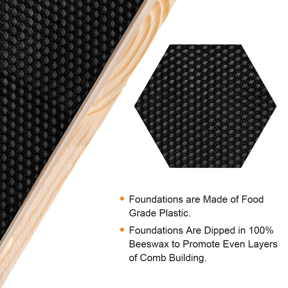 Deep Brood Beehive Frames with Wax Foundation, 10 Pack Honey Bee Frames with 100