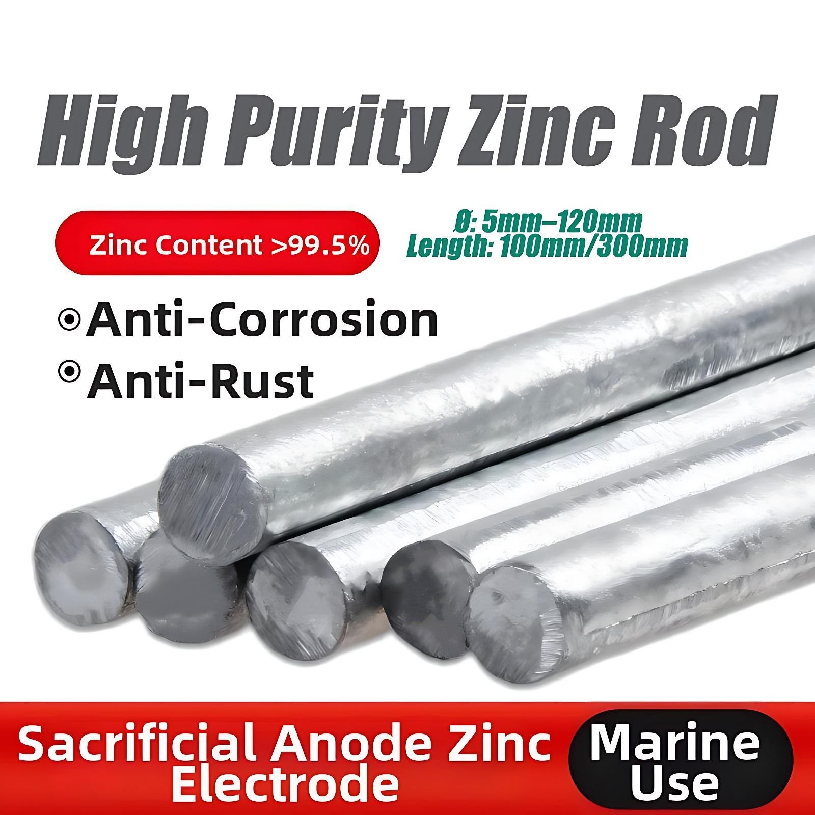 99.99% Zinc Rod High Purity Zn Ingot/Bar Anode Electroplating Ø5~120mm 100/300mm