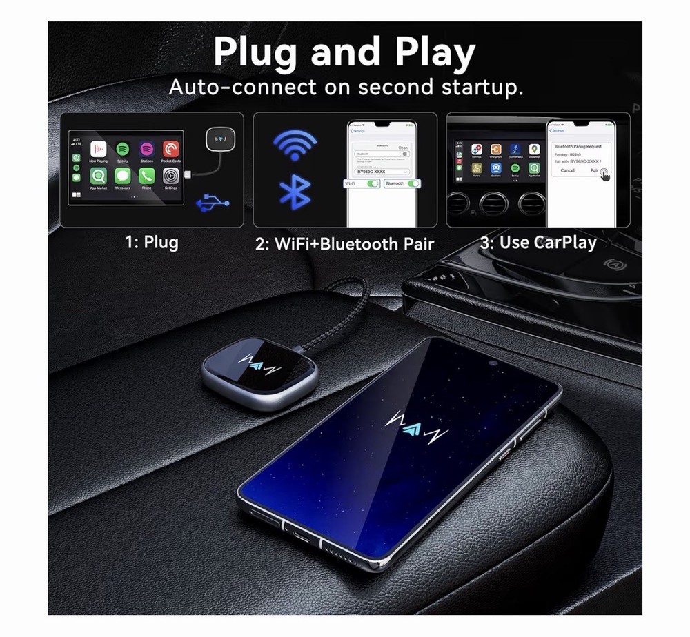 Wireless CarPlay Adapter, Wireless Car Screen Adapter