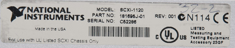 National Instruments SCXI-1120 8-Channel Isolation Amplifier Input Module Card