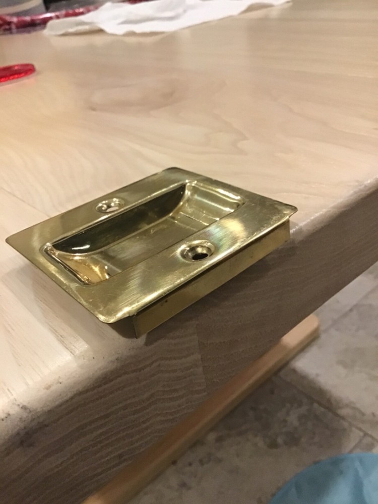 TWO Sliding Door Finger pull, Edge Style Gold Tone