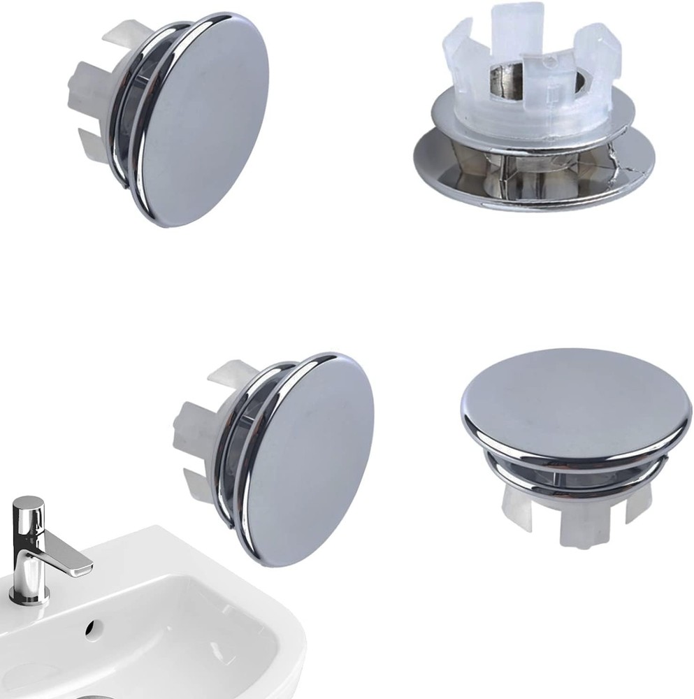 4 Pack Sink Basin Overflow Trim Ring Solid Brass Bathroom Silver
