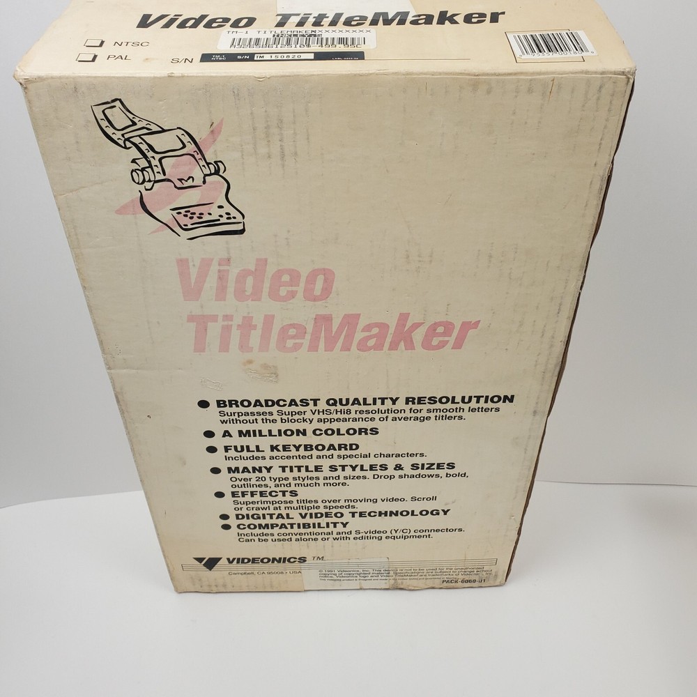 Videonics Video TitleMaker Model TM-1 with Power Supply Manual Box Untested