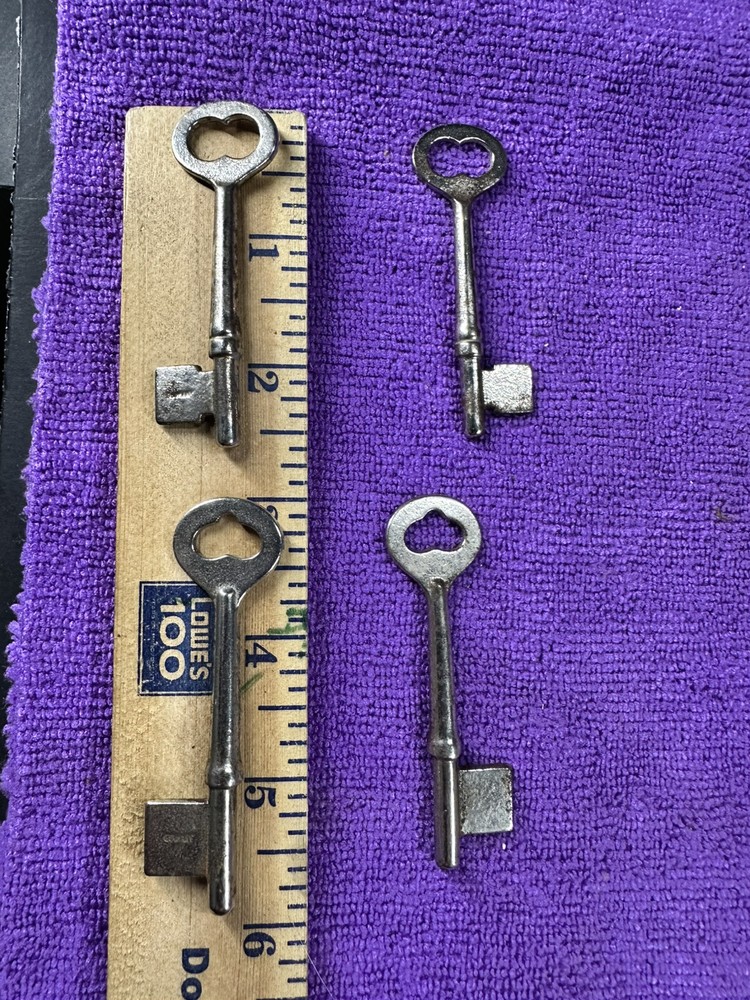 4 Uncut Key Blank Solid Barrel Steel Skeleton Key Silver