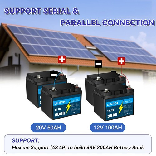 12V 50Ah LiFePO4 Lithium Battery with Charger, Smart BMS, for RV, Marine Lot
