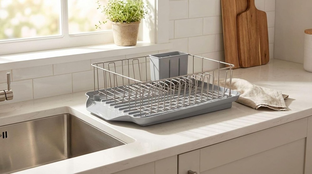 Classic 3-Piece Dish Drying Rack Set Kitchen Counter Gray Rust-Resistant Wires