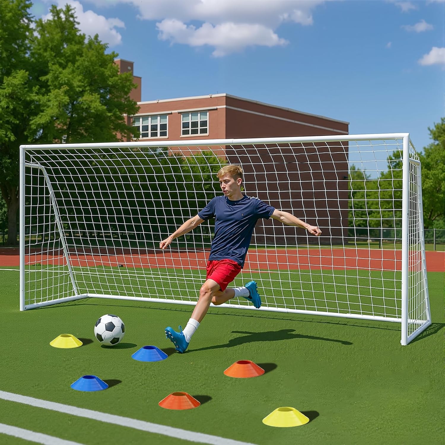 NAIZEA Backyard Soccer Goal Complete Training Equipment for Outdoor Sports Games
