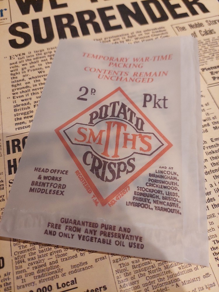 WW2 Smiths Crisp packet Home Front reproduction display items - 2 packets