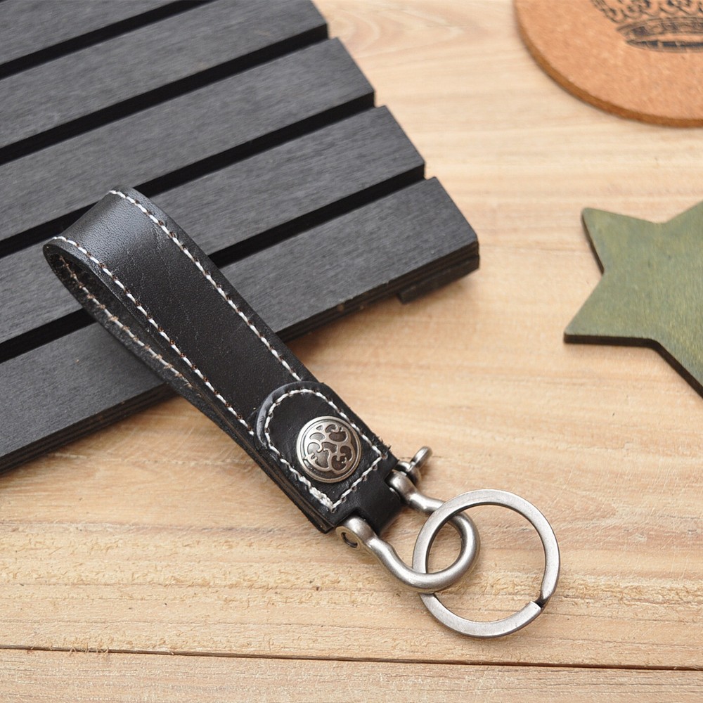 KEY CHAIN LEATHER Belt Loop Key Holder Ring Keychain Keyring Keyfob Detachable