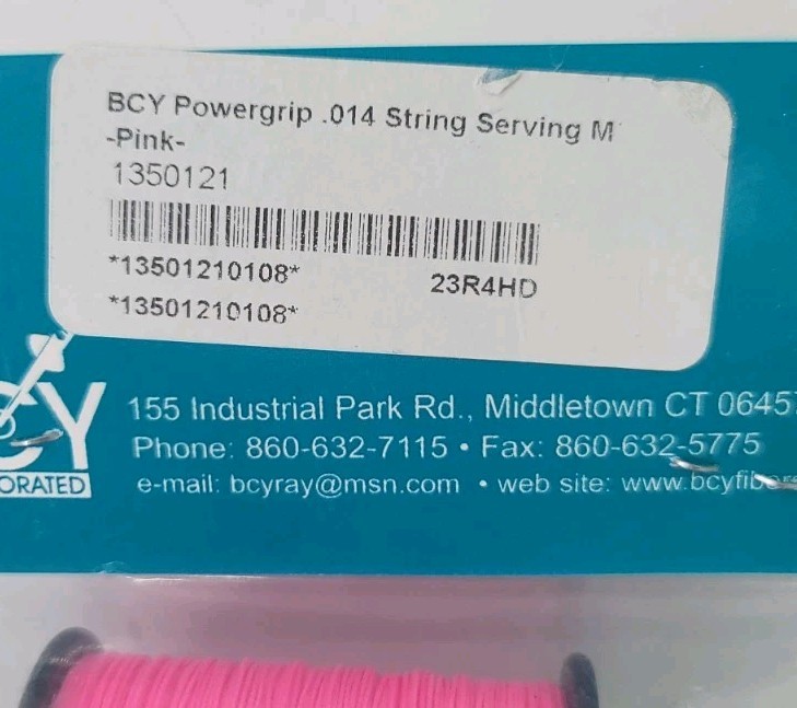 Pink BCY Powergrip Serving Thread Jig Spool Bow String Bowstrings, .014"