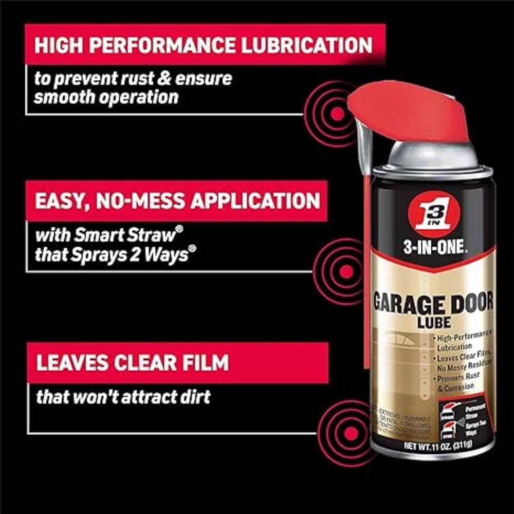 Quick-Drying Garage Door Lube with Precision Application - 2 Bottles, 11 Oz Each