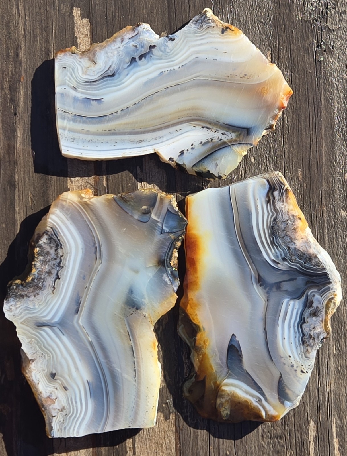 3 Moroccan Agate Matching Slabs From The Same Piece Haunting Banding Patterns