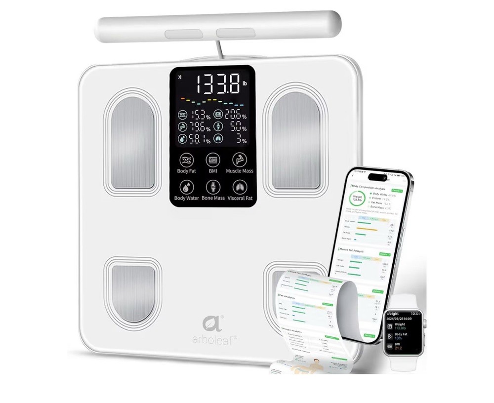 Arboleaf Smart Body Fat Scale BMI Bluetooth Digital Bathroom Scale 8 Electrode