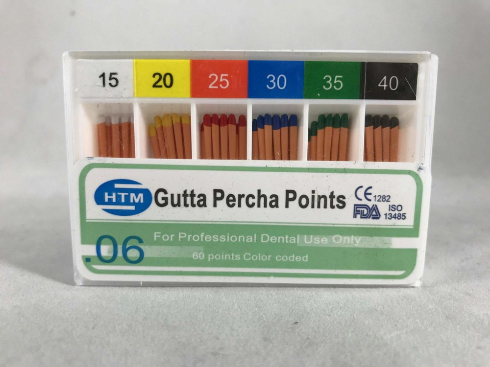 HTM Gutta Percha Points Specially Tapered .06 size #15-40 300 Gutta Perch points
