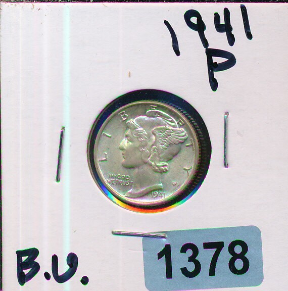 MERCURY SILVER DIME - 1941-P - BU - #1378