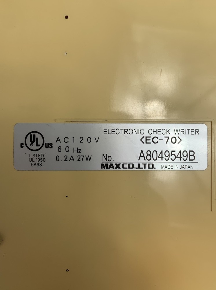 MAX EC-70 Electronic Check Writer - Broken Cover