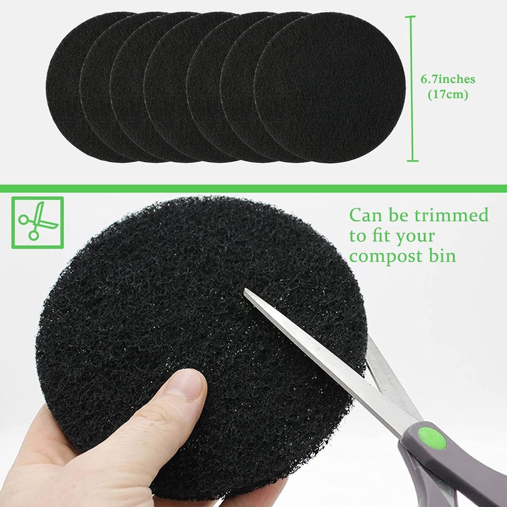 7 Pack Compost Bin Charcoal Filters Round Indoor Kitchen Compost Bucket Activate