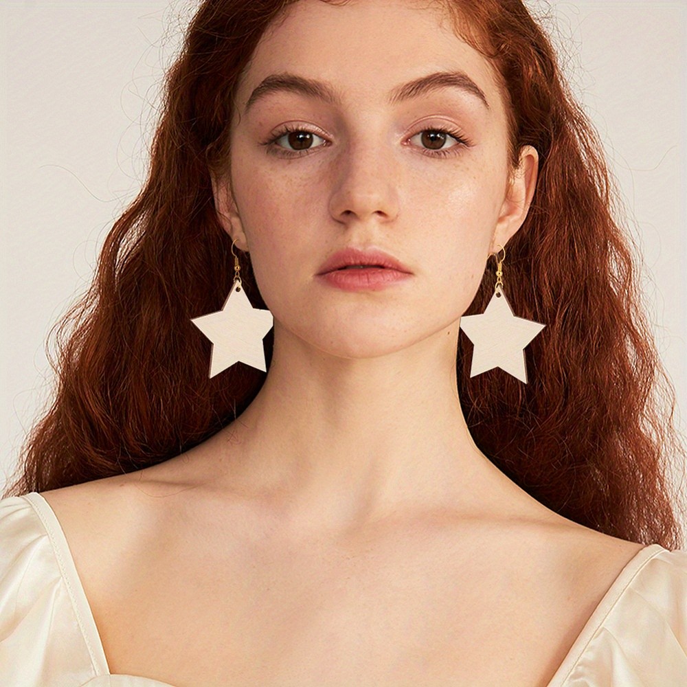 1box Moon & Star Dangle Earring Making Kit Including Brass Earring Hooks Wood