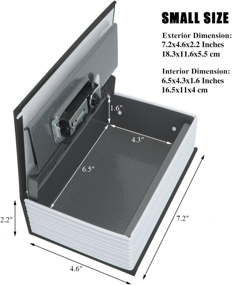 Multi-Functional Black Book Safe with Upgraded Combination Lock - Small & Secure