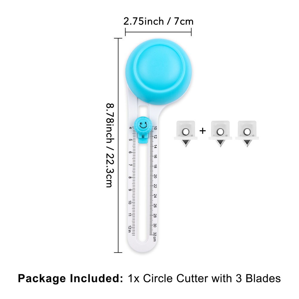 Circle Cutter with 3 Blades Adjustable Paper Cutter Trimmer Craft Cutting Tools