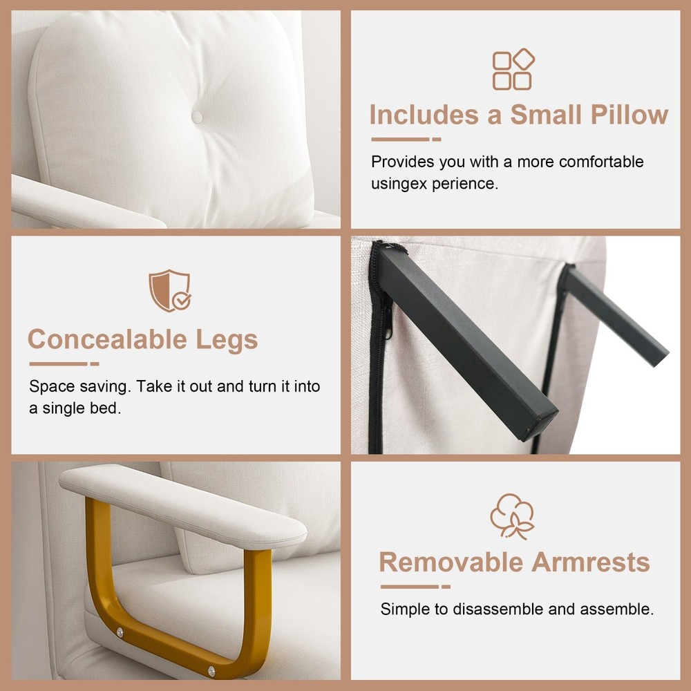 Convertible Sofa Bed 5-in-1 Multi-Function Folding Single Sofa Chair w/ Pillow