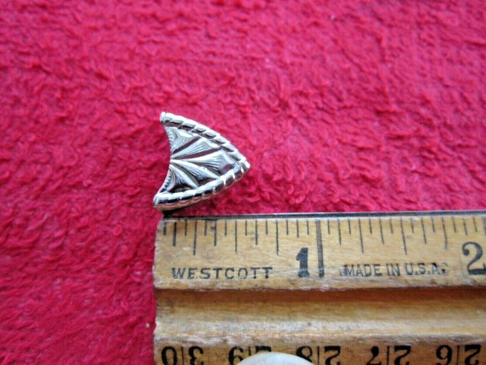 9 VINTAGE 5/8" EMBOSSED NICKEL LEATHER / CLOTH BELT / PET COLLAR TIPS, NOS, USA