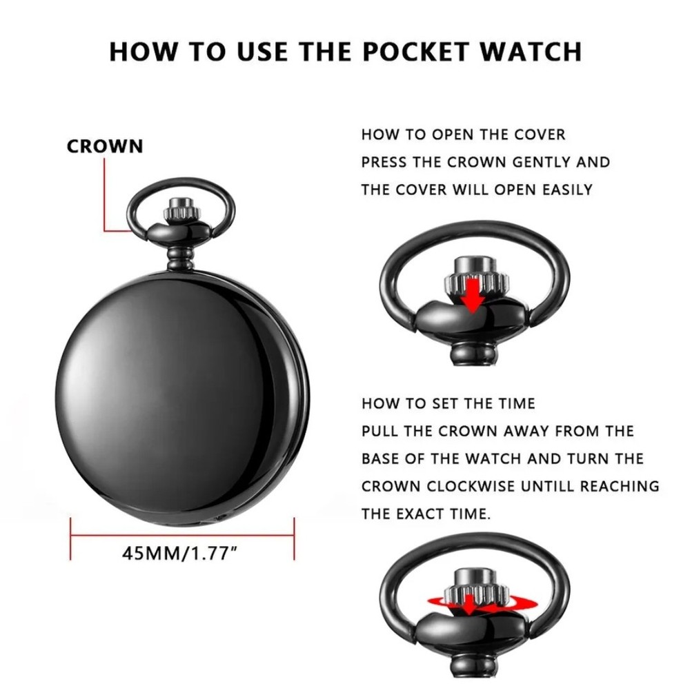 Pocket watch chrome gift box set personalised