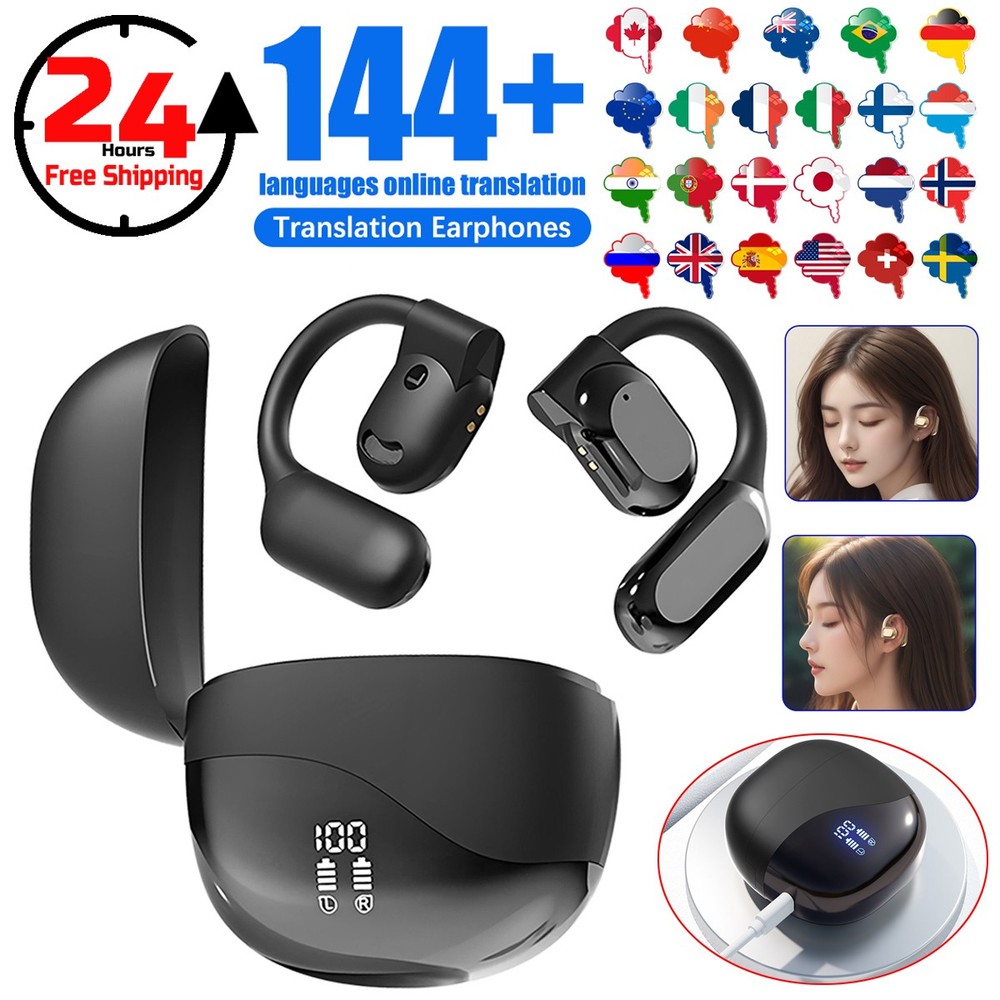 Translator Earbuds 144 Languages Real Time Translation Bluetooth 5.3 Headset US