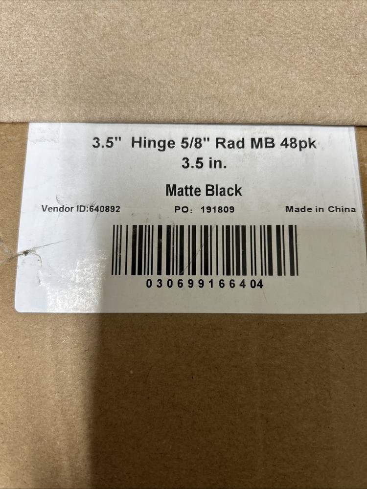 3.5” Hinge 5/8” Rad Matte Black 48pk