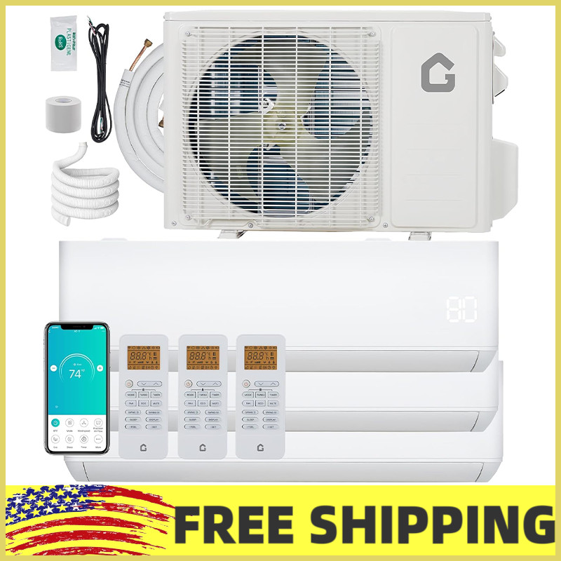 28000 BTU 3 Zone (9K+9K+18K) Mini Split Air Conditioner 20 SEER2 W/Heat Pump Wif