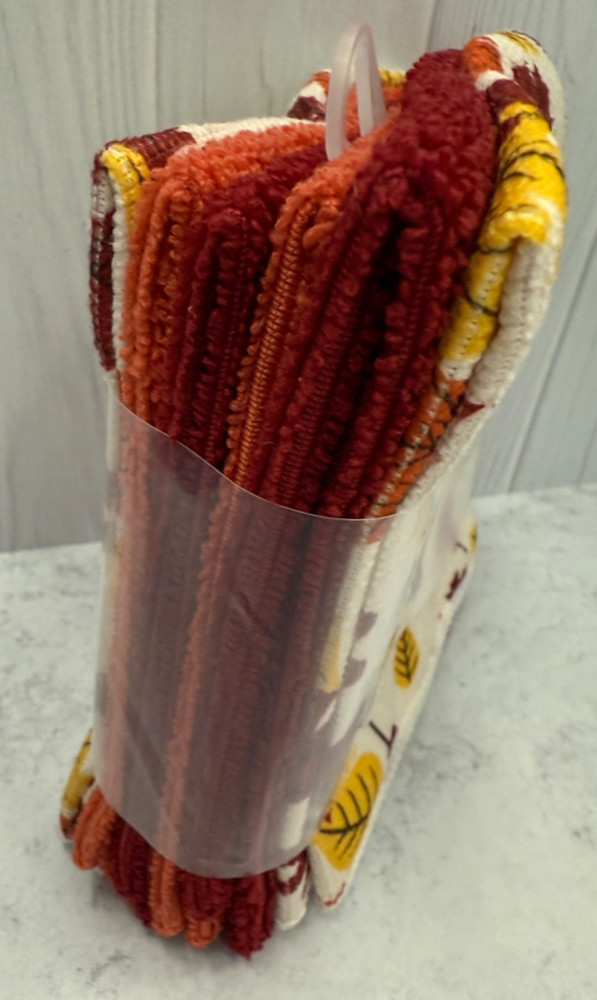 Set of 6 extra absorbent microfiber cloths fall colors / pattern kitchen towels