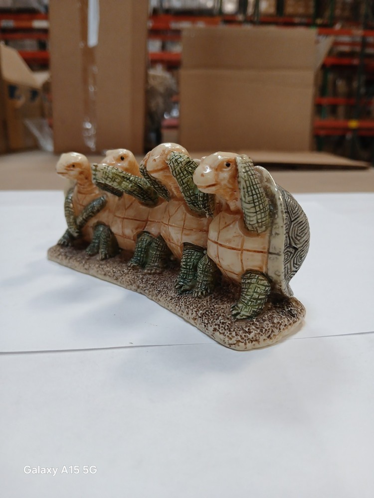 Anthropomorphic Do, Say, See, & Hear No Evil Resin Turtle Statue