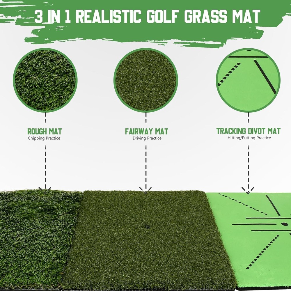 Golf Hitting Mat Training System, 3-in-1 Training Mats for Swing Path Feedbac...