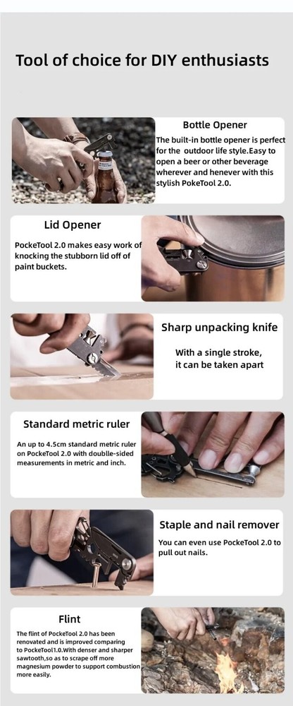 Mini Multi Function Tool Survival Multitool Escape Bug Out Emergency All Purpose