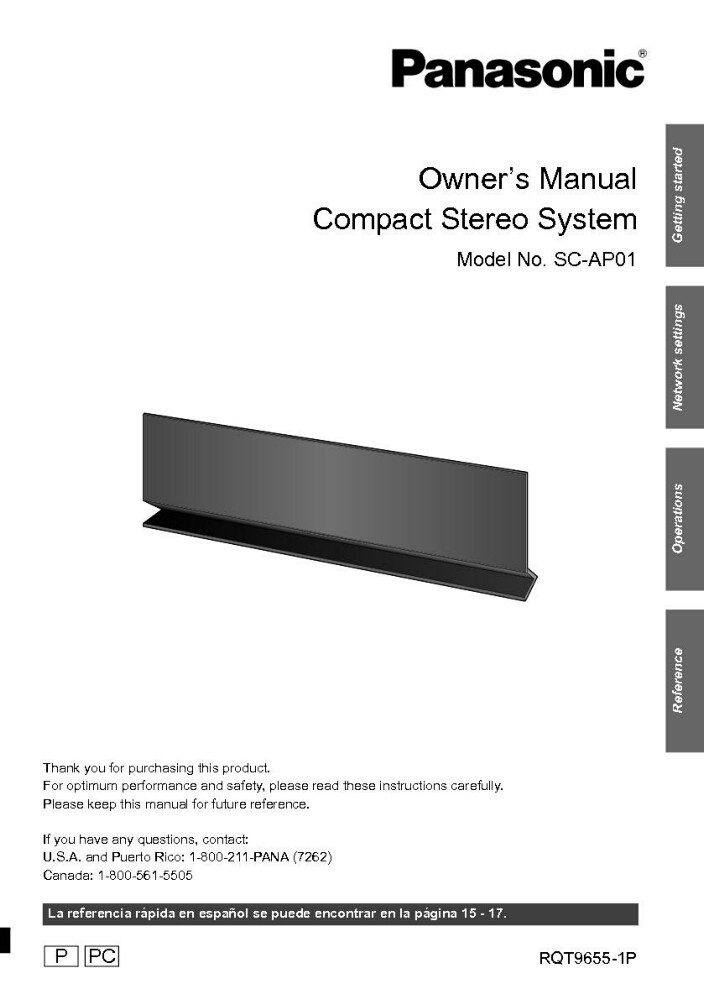 Panasonic SA-AP01 Stereo System Owners Instruction Manual