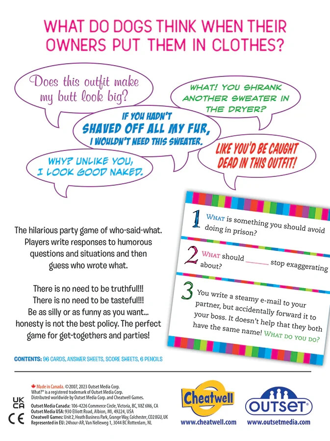 What? Party Card Game Outset New