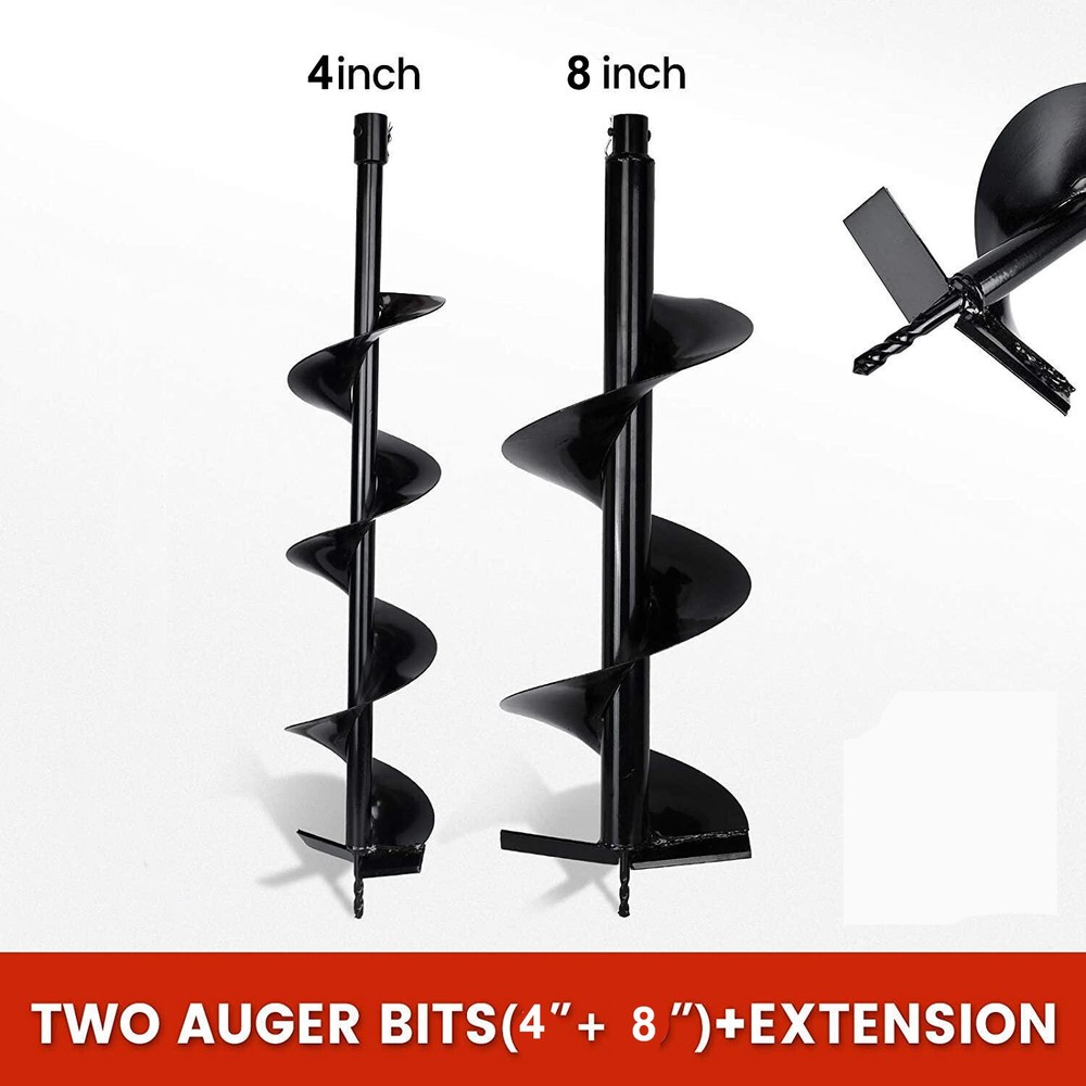 52cc 2 Stroke Post Hole Digger with 2 Bits Gas Powered Earth Auger Drill Machine