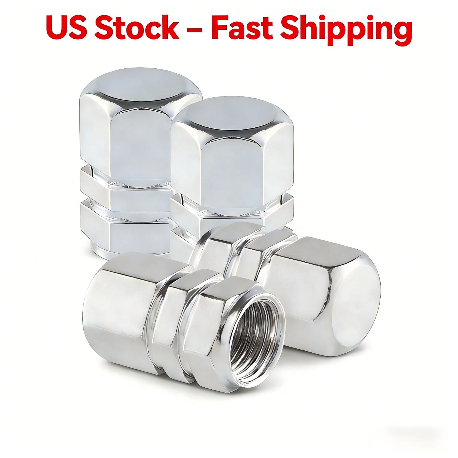 (4pc) Metal Tire/Wheel Air Pressure Stem Valve Caps for Car with sealing ring