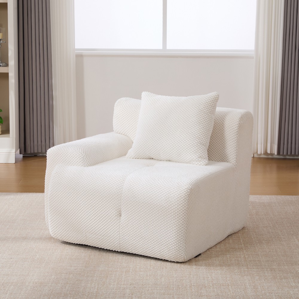 73" Modular Sectional Sofa Loveseat w/ 2 Pillows, Tufted Polyester Ivory