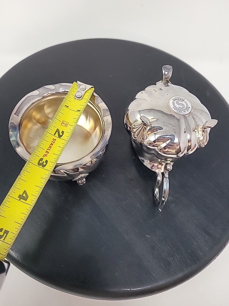 Sweden T.M. 60 GR Silverplate Silver Cream and Sugar Set - Sweden - 143.0 gr