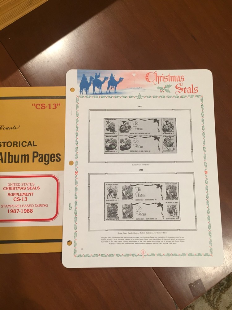 1 New Package of 1 White Ace Pages-Topical's-Christmas Seals CS-13