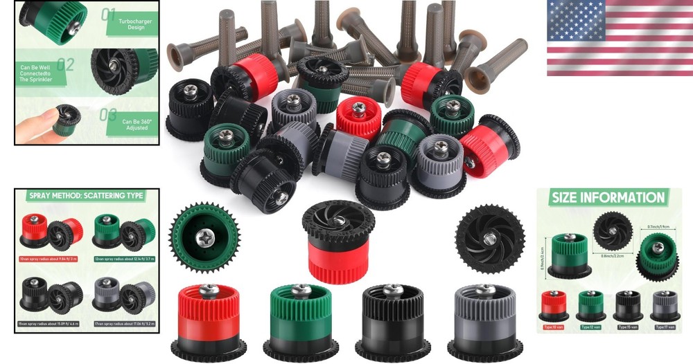 16 Pcs Adjustable Variable Arc Sprinkler Heads for Efficient Lawn Watering