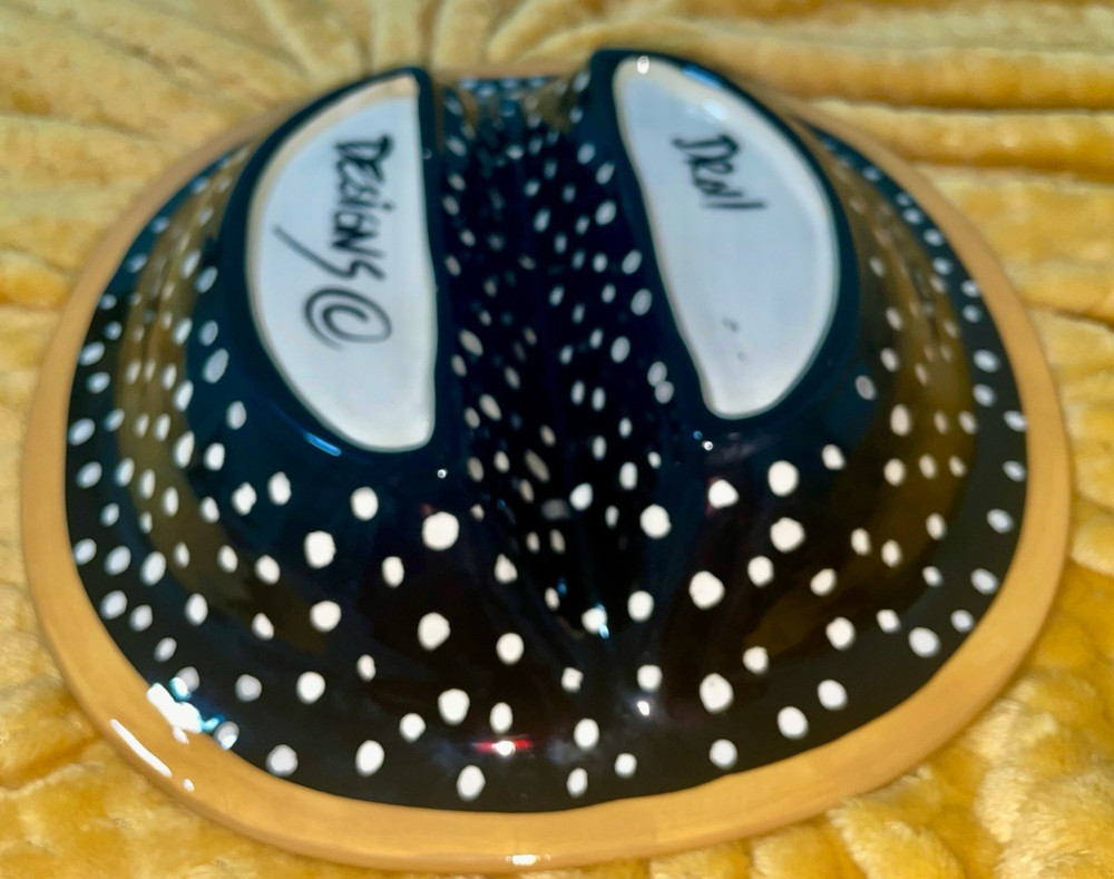 Droll Designs MARIGOLD Hand Painted Ceramic Glazed Split Divided 10.5” Bowl