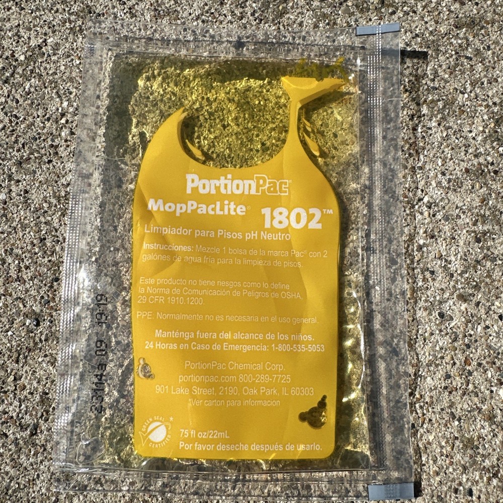PortionPac 1802 MopPac Lite pH Neutral Floor Cleaner 180 Packets - No Rinse Bulk