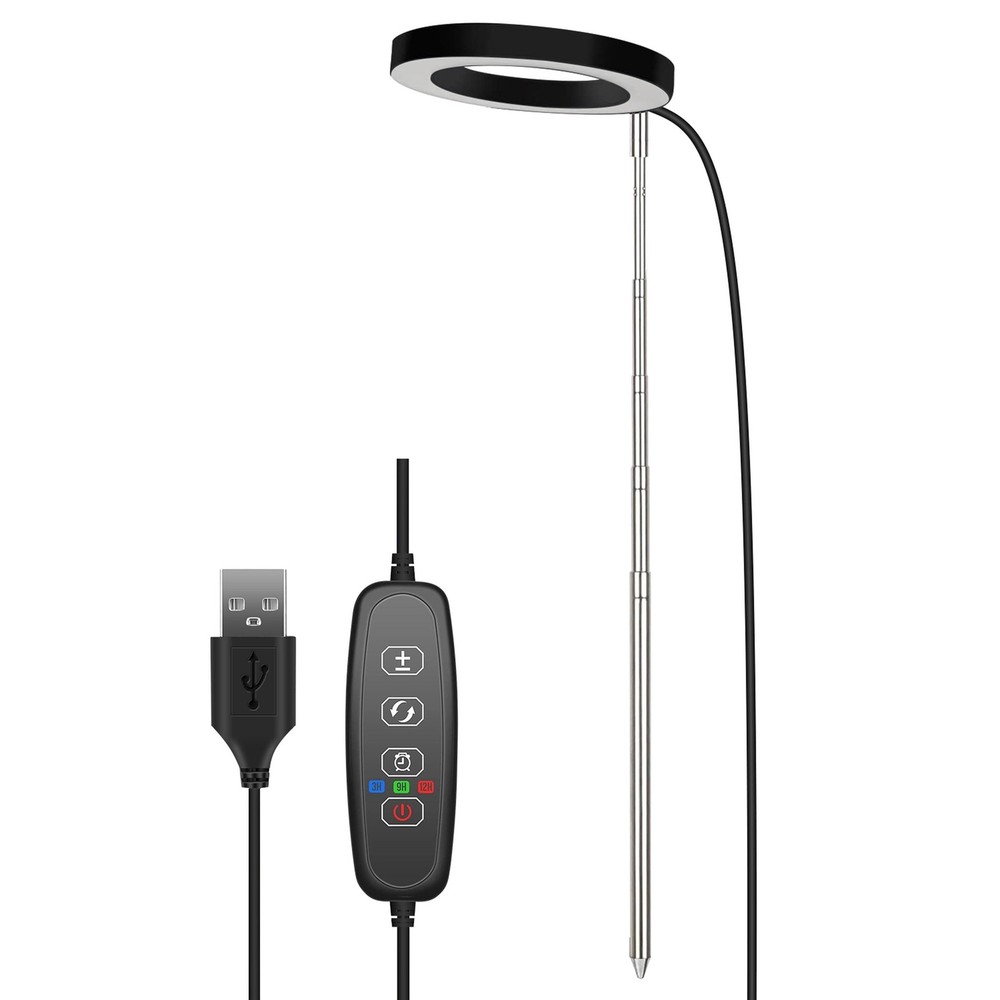 LED Grow Light Full Spectrum w/ Timer Dimmable Adjustable Black