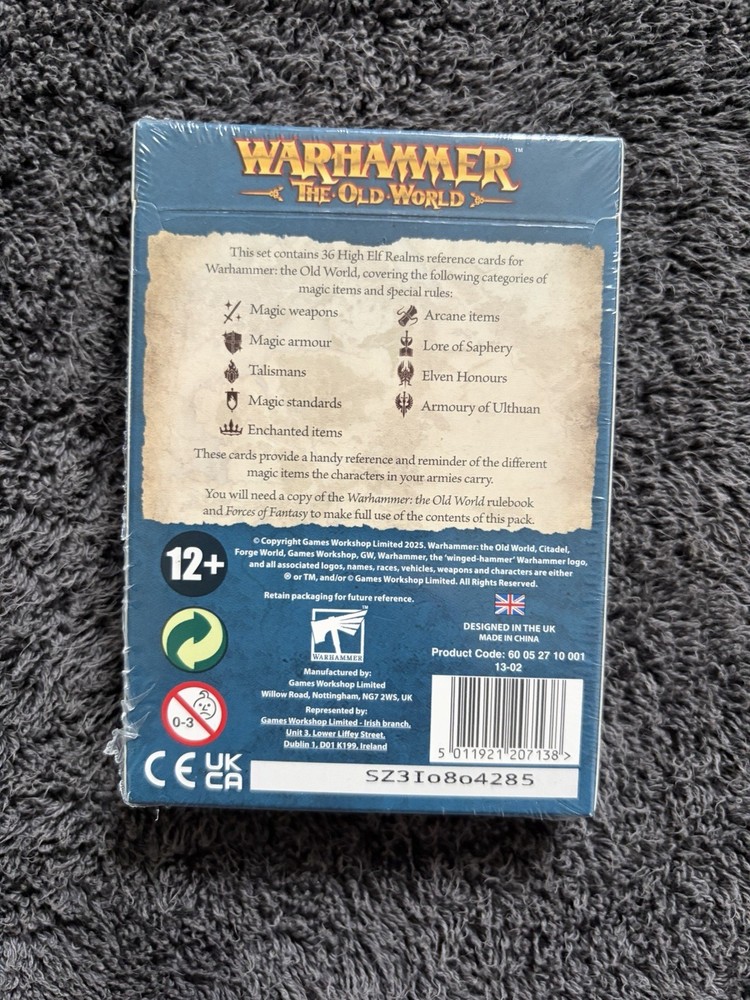 SEALED NEW WARHAMMER THE OLD WORLD HIGH ELF REALMS REFERENCE CARD PACK