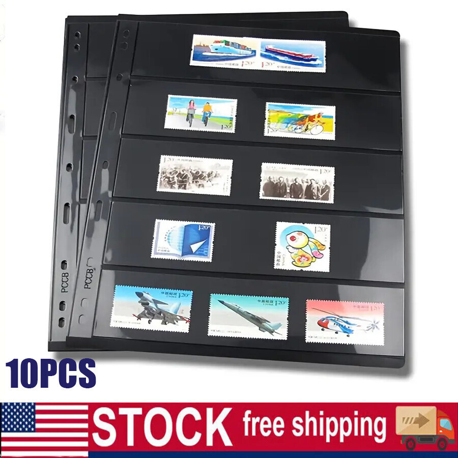 10 Sheet, 5 Rows Pages for Stamp Collectors, Stamp Pages for Stamp Album Binder