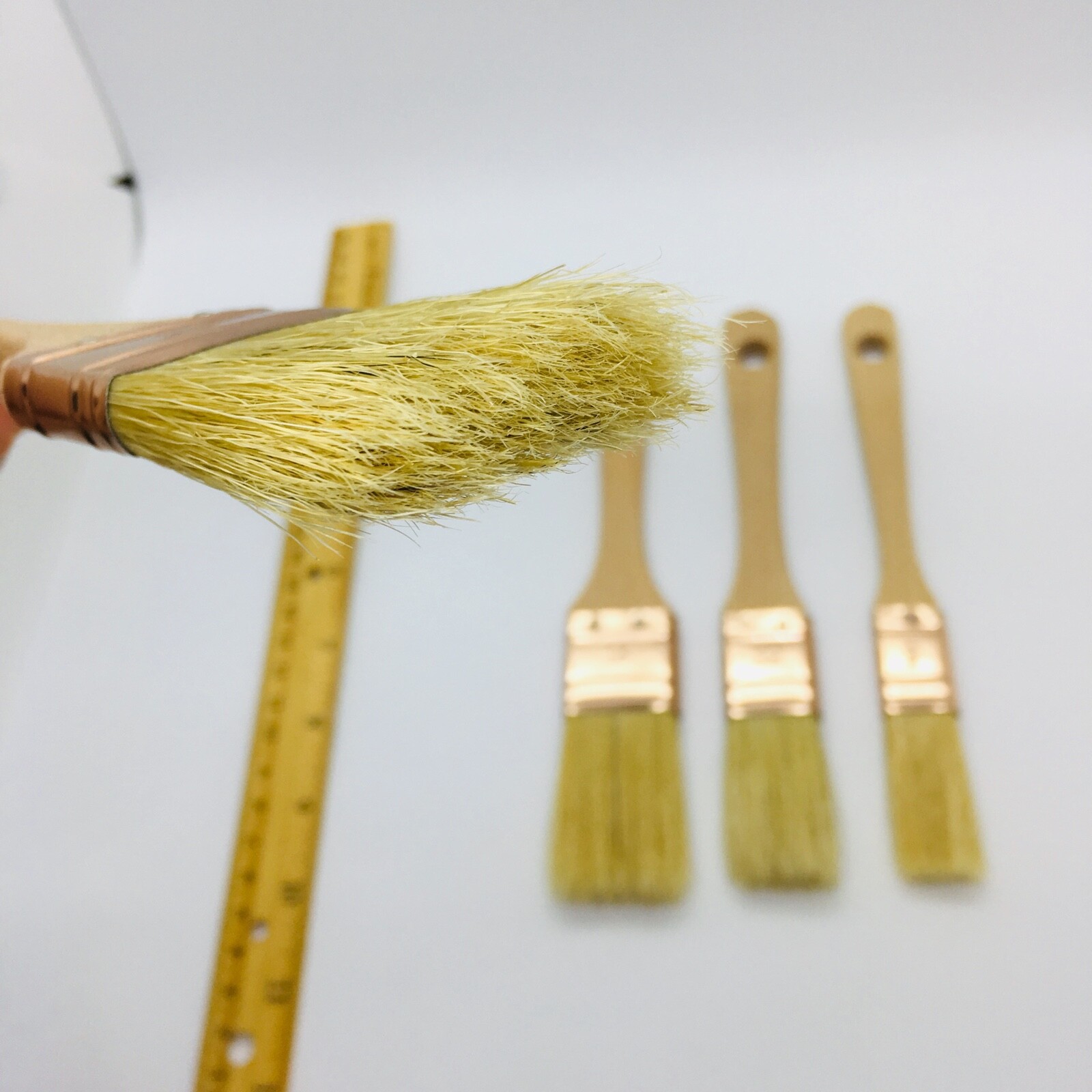 XDT#2815 Hake Paint Brush Painting Brushes 3Pc Hog Bristle 0.75in+1in+1.5in