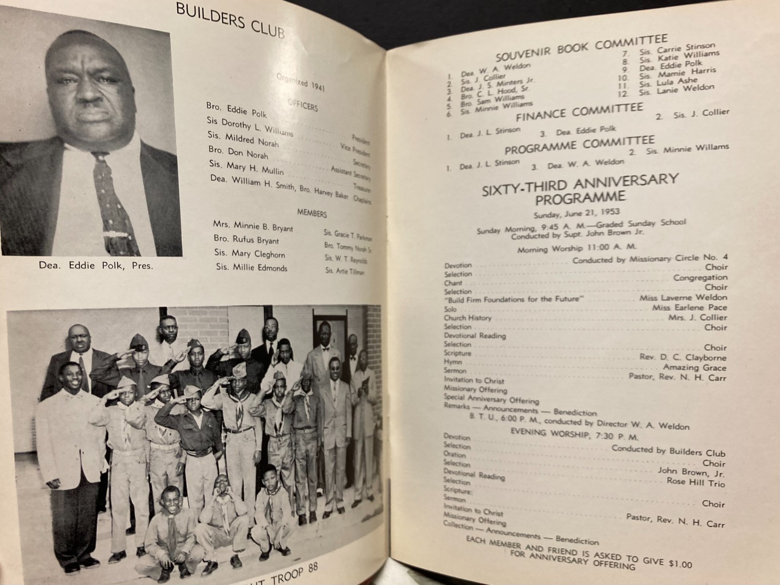 Columbus, Georgia~Vintage Historic African American Baptist Church~1953 Program