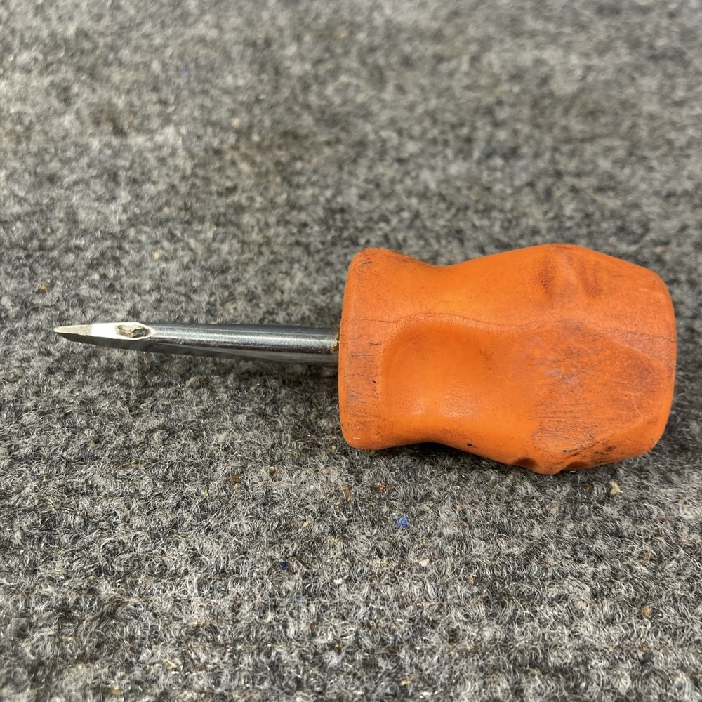 Snap On Flat Tip Stubby Screwdriver Orange Hard Handle SGD1
